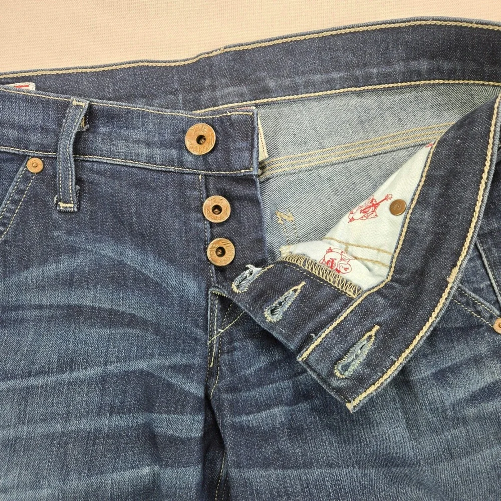 True Religion Carpenter Jeans Brianna Utility Slim Straight Dark Wash Womens 24 - Picture 4 of 15